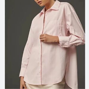 Anthropologie Maeve Bennett Oversized Button Down Shirt in Light Pink
